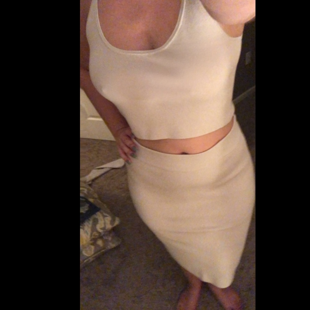 2 piece beige body-con set